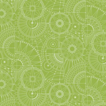 Cityscape Night - Blueprint Green