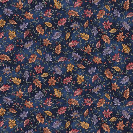 Autumn Breeze - Dancing Leaves Navy