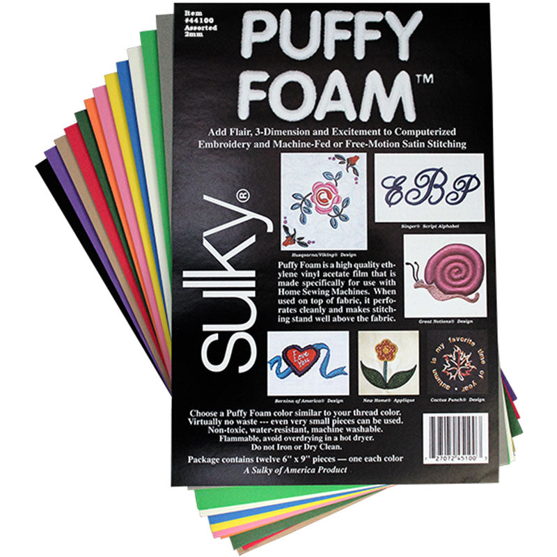Sulky Puffy Foam Assorted 2mm, 12 pack