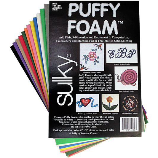 Sulky Puffy Foam Assorted 2mm, 12 pack