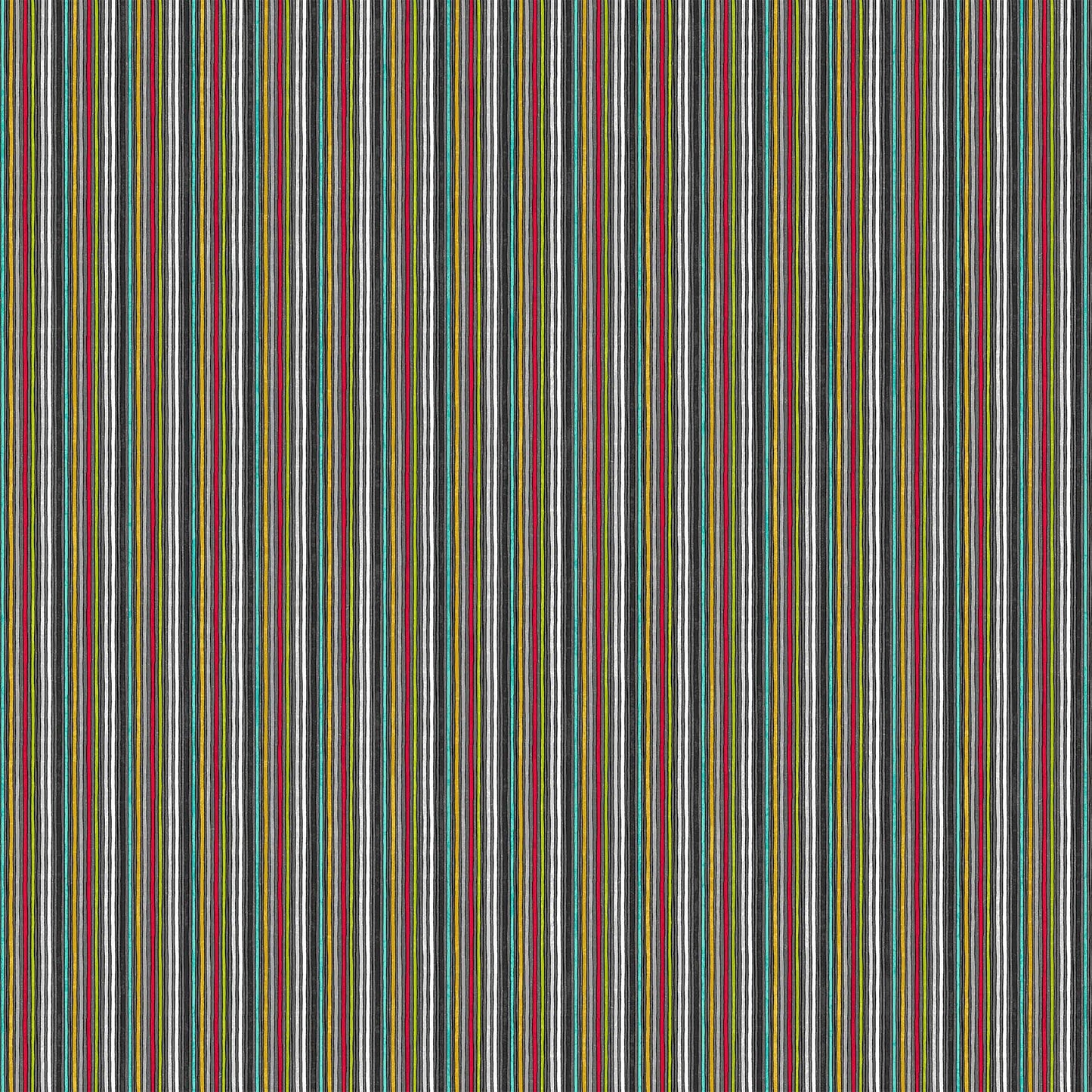 SEWING IS MY HAPPY PLACE BLACK MULTICOLOR STRIPES