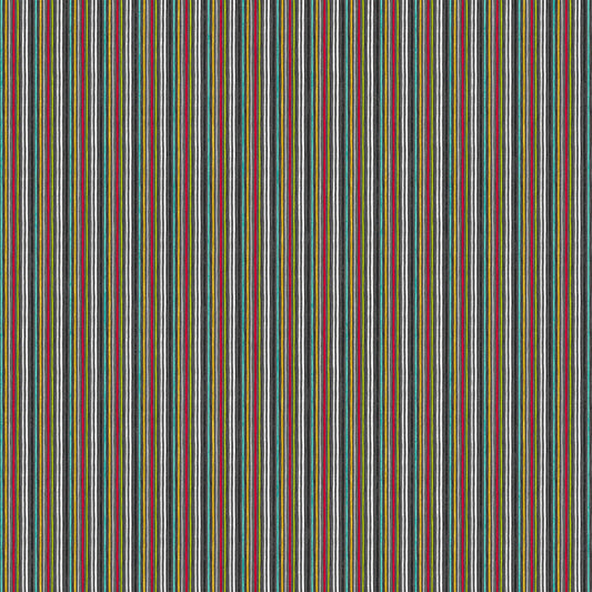 SEWING IS MY HAPPY PLACE BLACK MULTICOLOR STRIPES