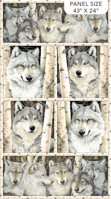 Gray Wolf by Northcott Panel Cut