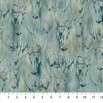 Spirited - Light Teal Horses 24643-64