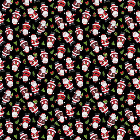 Santa's Tree Farm - Santa Multi Black 24733-99