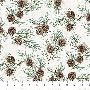 White Linen Christmas - Off White PineCones 25430-10