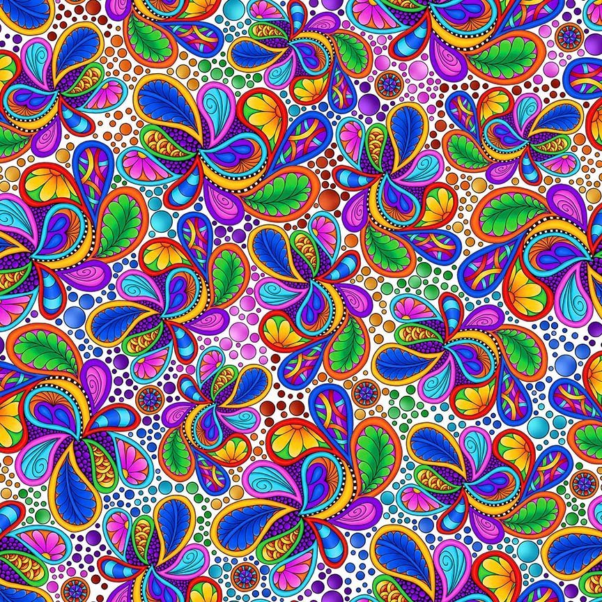 CARNIVALE - PACKED PAISLEYS White Bkgrnd - 1649-26372-Z - QT Fabrics