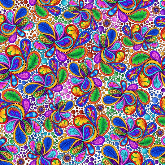 CARNIVALE - PACKED PAISLEYS White Bkgrnd - 1649-26372-Z - QT Fabrics