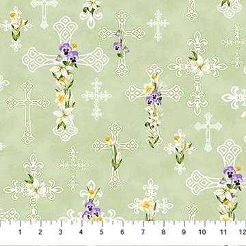 Spring Awakening - Green Multi Floral Cross
