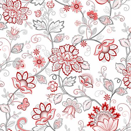 Scarlett Stitches - White/Red Scarlet Vines