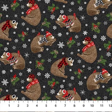 Beary Merry Christmas - Tossed Bears (Black Multi)