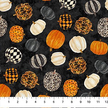 Hallow's Eve - Tossed Pumpkins (Black Multi)