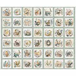 Cotton Tails - Small Animal Patches Panel - Sage - 2600 30079 H - QT Fabrics
