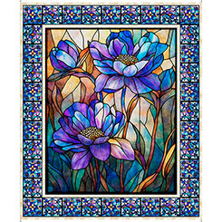MOSAIC BLOOMS - STAINED GLASS FLORAL PANEL