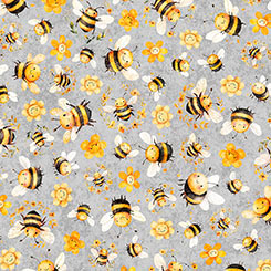 Buzz, Buzz, Buzz - Bee & Floral Toss Light Grey