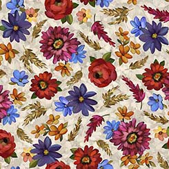 Midnight Petals - Tossed Floral Light Taupe