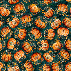 Harvest Hollow - Tossed Pumpkins Teal