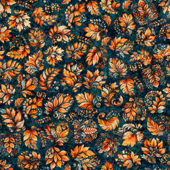 Harvest Hollow - Fall Leaves Dark Teal