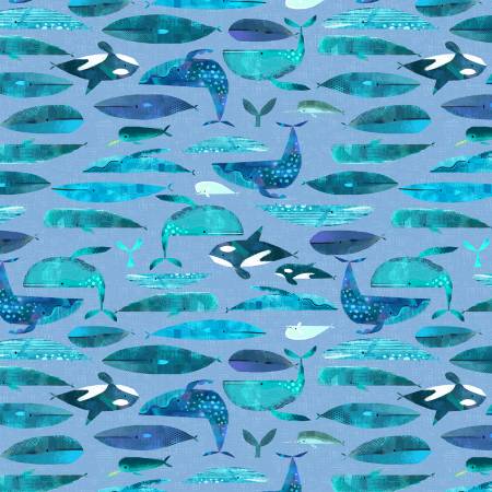 Periwinkle Cetaceans Digitally Printed