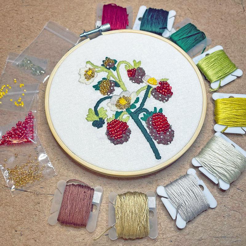 Strawberry Blossoms Embroidery & Beadwork