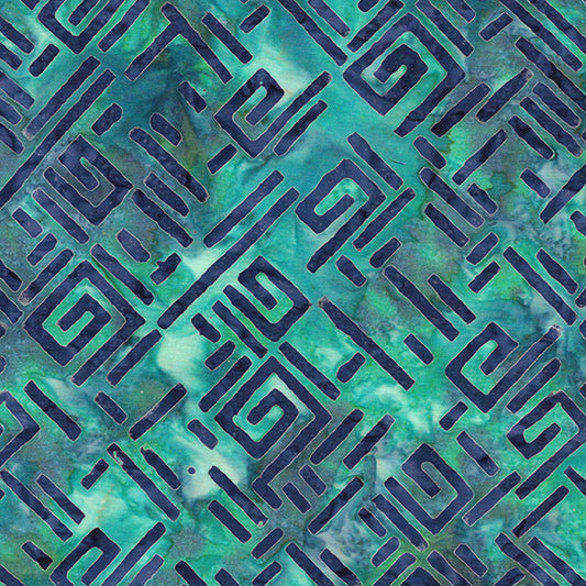 Bubbles Curves and Corners - Spirangles-Multi Turquoise Green