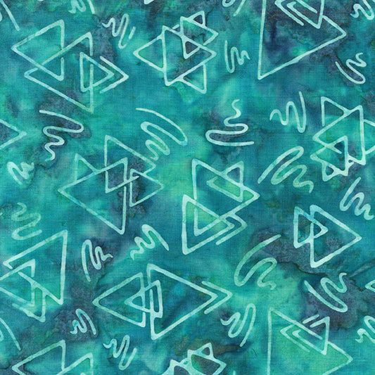 Bubbles Curves and Corners - Triangles and Squiggles-Multi Turquoise Green