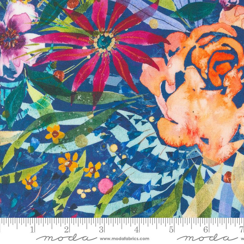 Coming Up Roses - Rose of My Heart Large Floral Watercolor (Sapphire)