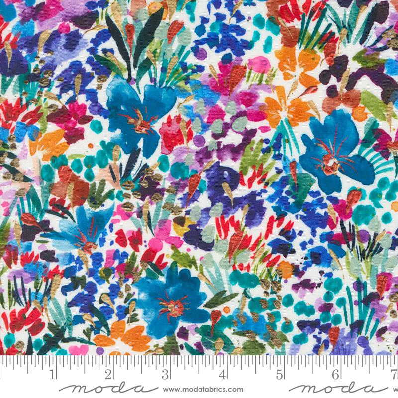 Coming Up Roses - Rayon Field Of Dreams Florals (Cloud Sapphire)