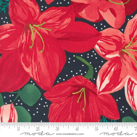Winterly - Christmas Lily Large Floral Soft Black