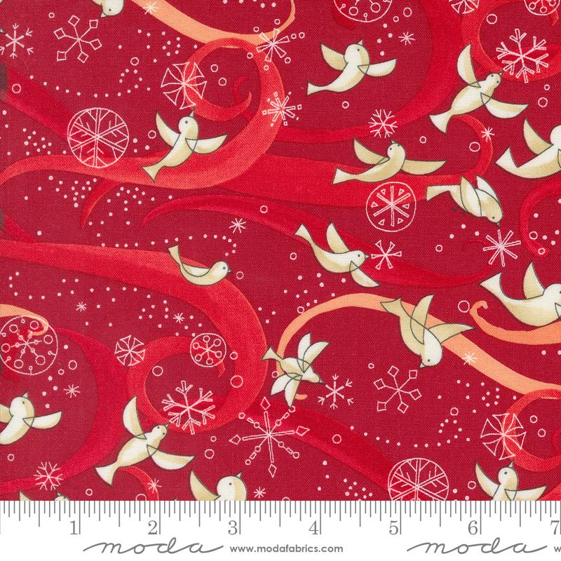 Winterly - Birds With Ribbons Novelty Birds Crimson