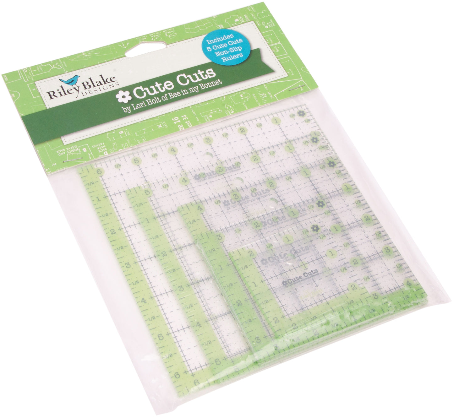 Riley Blake Cute Cuts Square Ruler Set 5/Pkg-2.5" To 6.5"