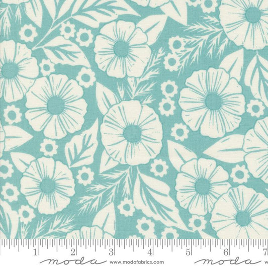 Field Of Flowers - Flower Paper Florals Block Print Robins Egg