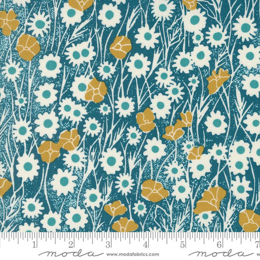 Field Of Flowers - Poppy Field Florals Block Print Peacock