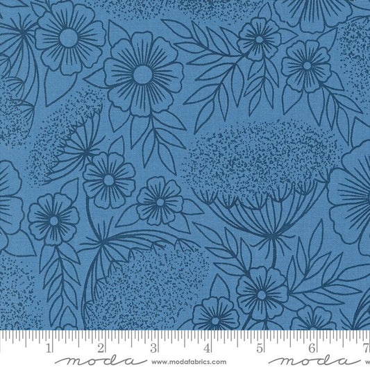 Field Of Flowers - Queen Annes Lace Florals Block Print Cornflower