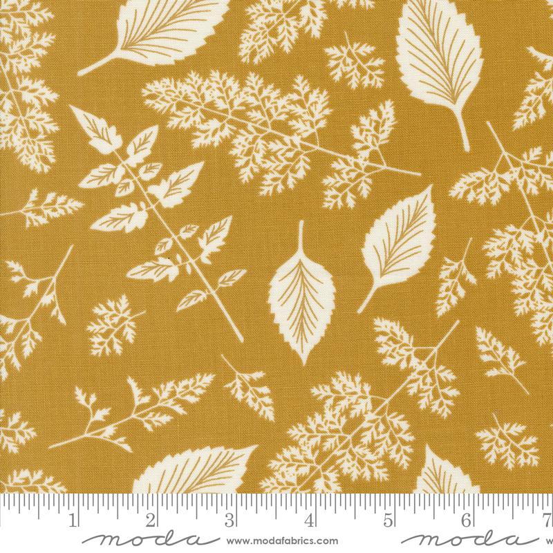 Field Of Flowers - Leaf Pattern Blenders Leaf Block Print Goldenrod