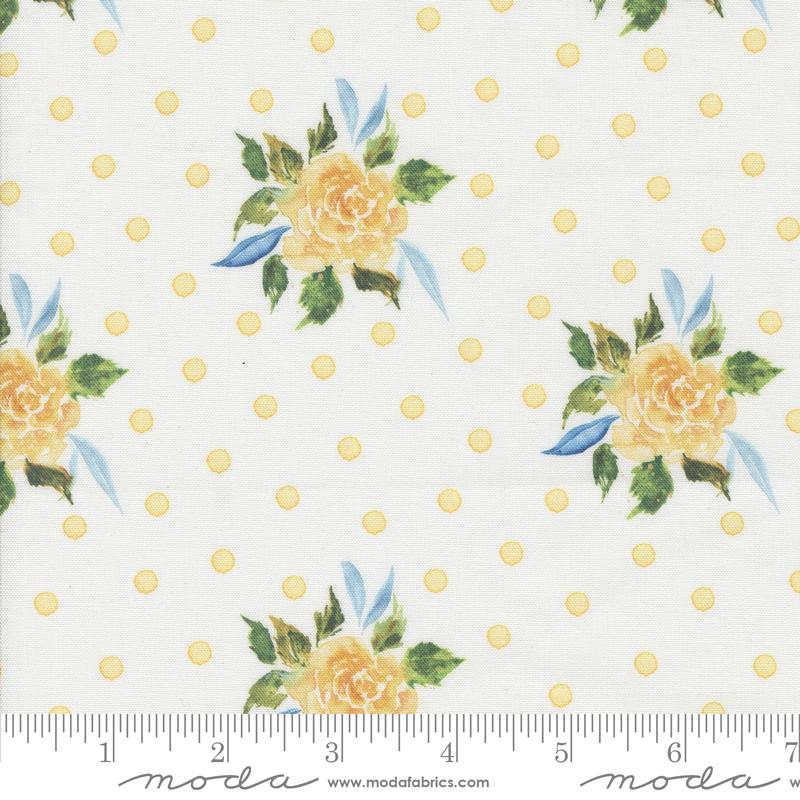 Sunshine & Blue Skies - Rosey Dots Florals Watercolor Dots Roses Cloud