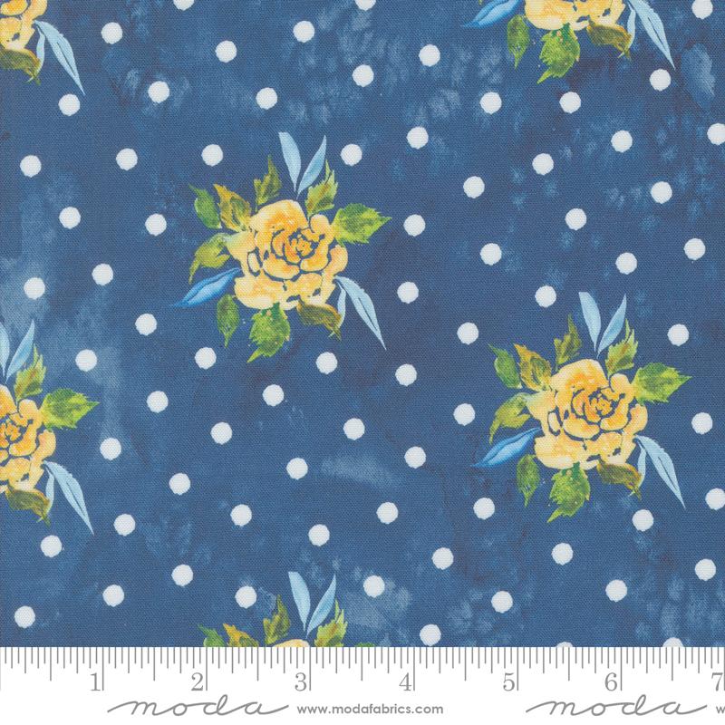 Sunshine & Blue Skies - Rosey Dots Florals Watercolor Dots Roses Lake