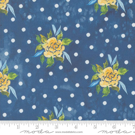 Sunshine & Blue Skies - Rosey Dots Florals Watercolor Dots Roses Lake
