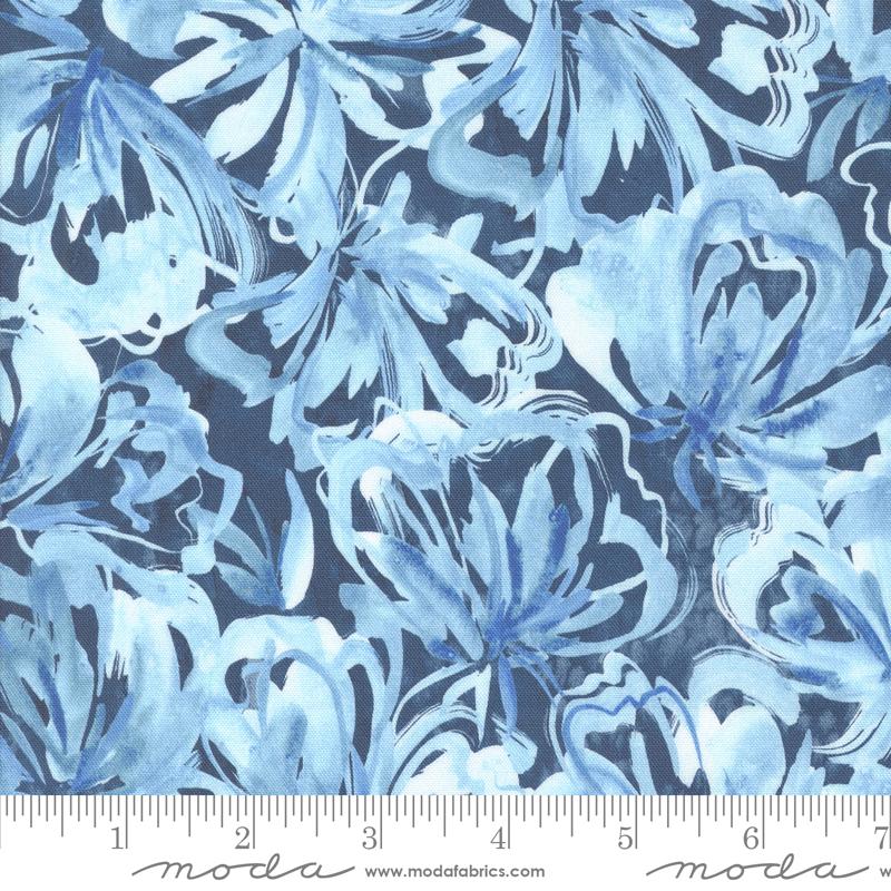 Sunshine & Blue Skies - Flower Burst Florals Watercolor Indigo