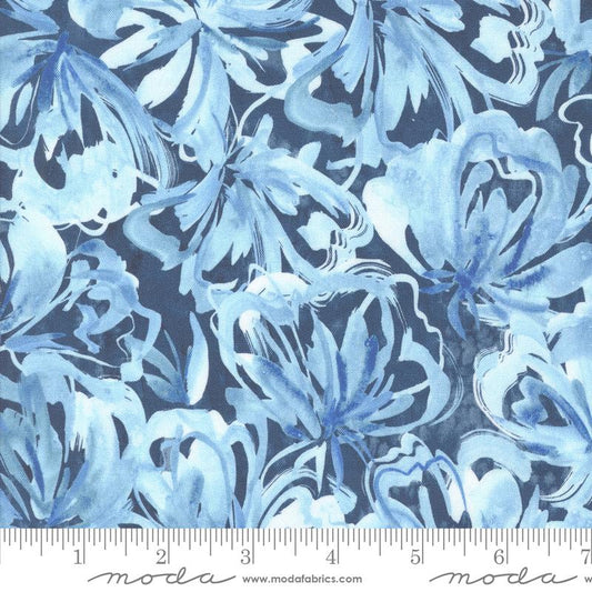 Sunshine & Blue Skies - Flower Burst Florals Watercolor Indigo