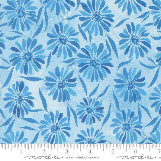 Sunshine & Blue Skies - Brightly Beaming Florals Watercolor Sky Blue