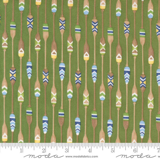 On Lake Time - Patterned Paddles Novelty Stripe Evergreen
