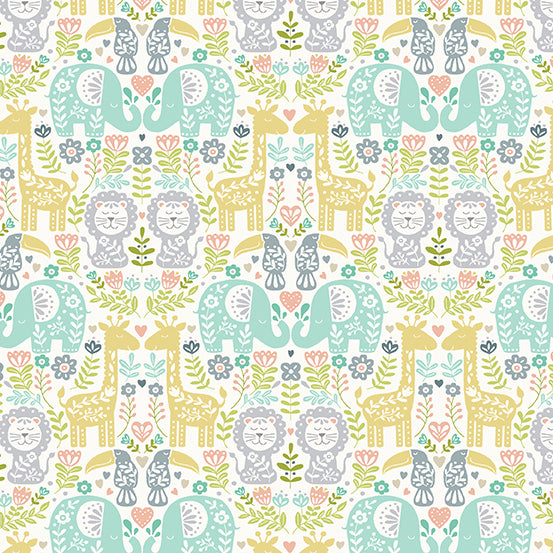 Baby Safari by Makower Zoo Animals UK TP-2448-M