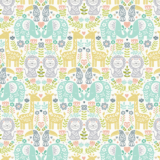 Baby Safari by Makower Zoo Animals UK TP-2448-M