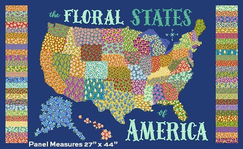 Floral States of America - Floral States US Map Panel