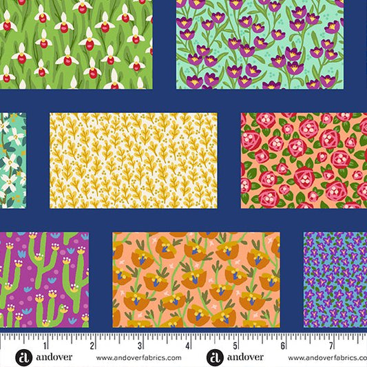 Floral States of America - Brick Layout Cheater Quilt