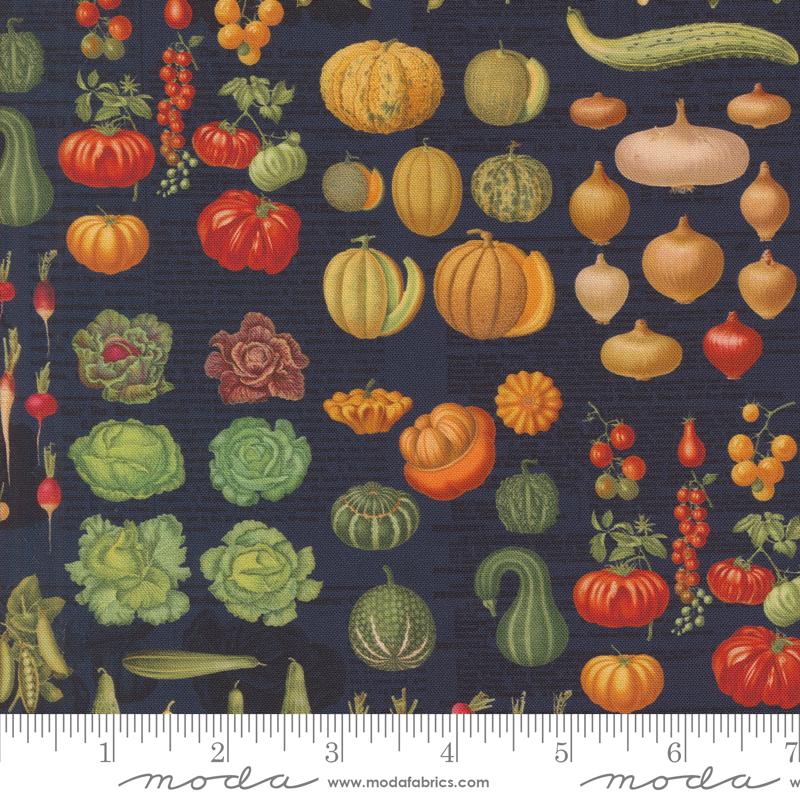 Farm And Garden - Harvest Flat Lay Novelty Vegetables Indigo