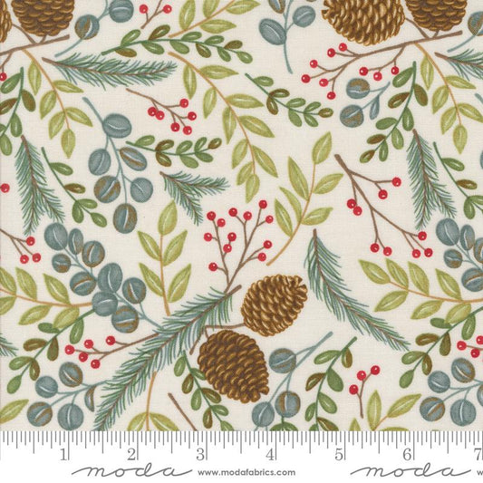 Winter Friends - Woodland Greenery Landscape and Nature Leaves Pine Cones Snowy White