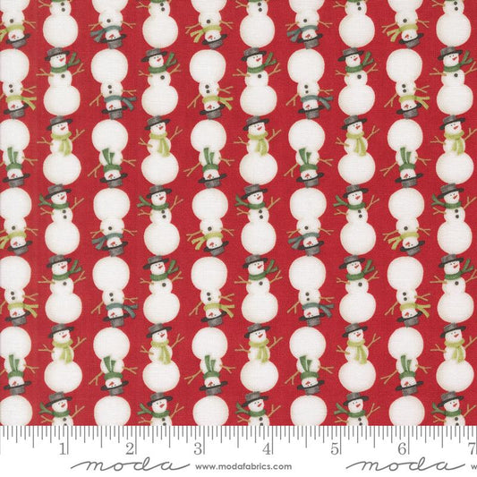 Winter Friends - Stacked Snowmen Novelty Stripe Snowman Winter Berry Red