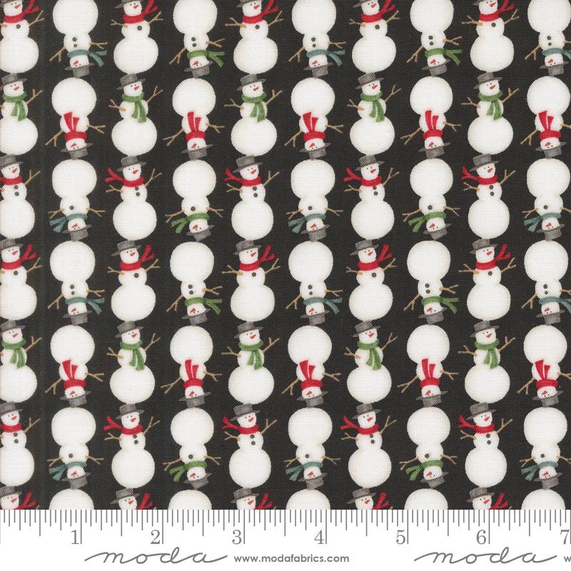 Winter Friends - Stacked Snowmen Novelty Stripe Snowman Winter Charcoal Black